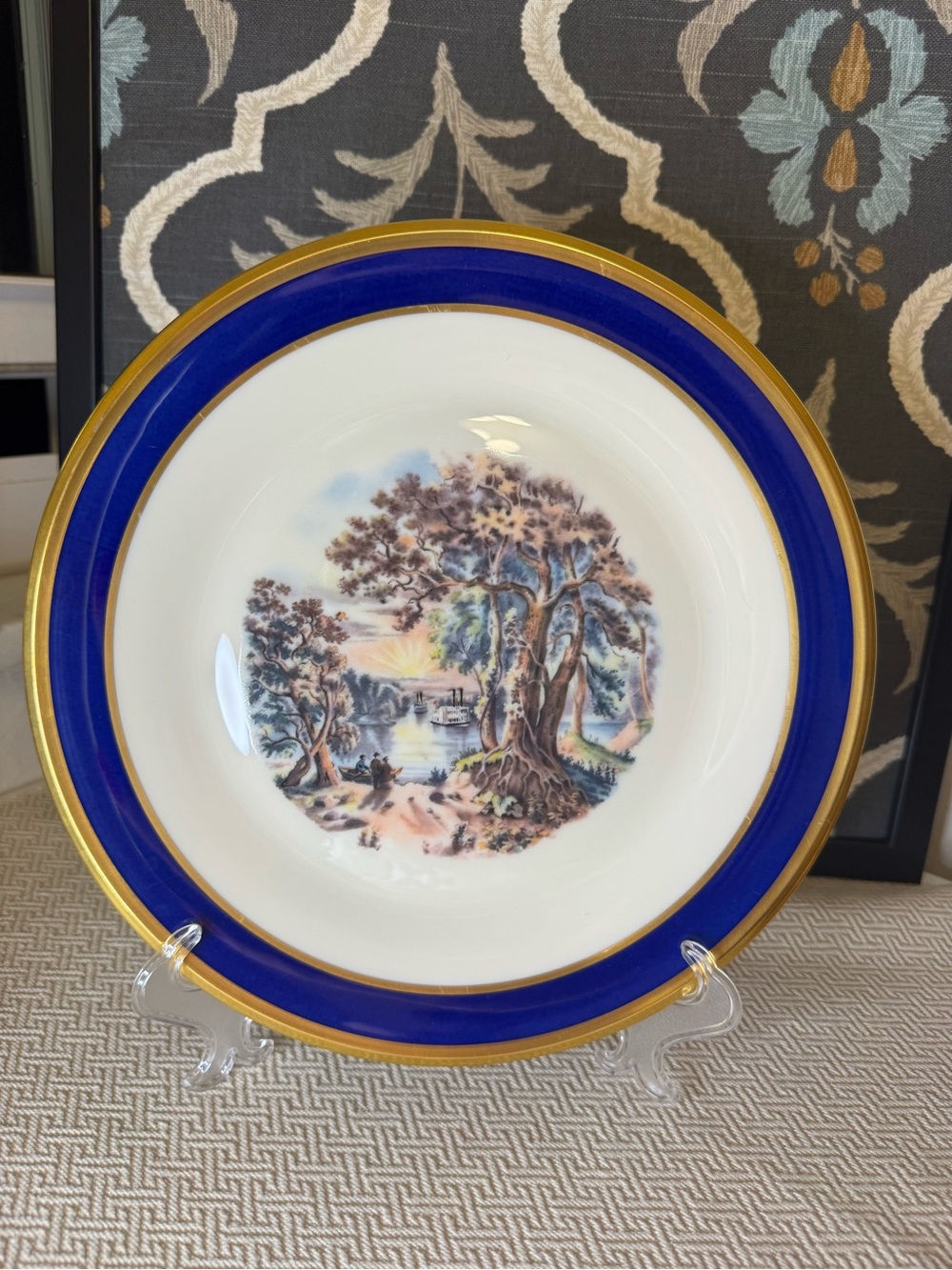 Lenox Cobalt Blue and Gold Scenic Decorative Plate